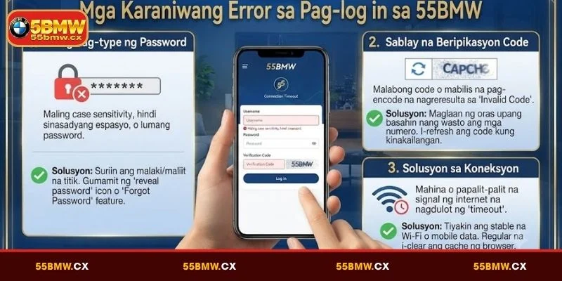 Mga Karaniwang Error sa Mag login sa 55BMW